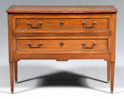 Appraisal: Italian neoclassical commode walnut with fluted pilasters flanking two dovetailed