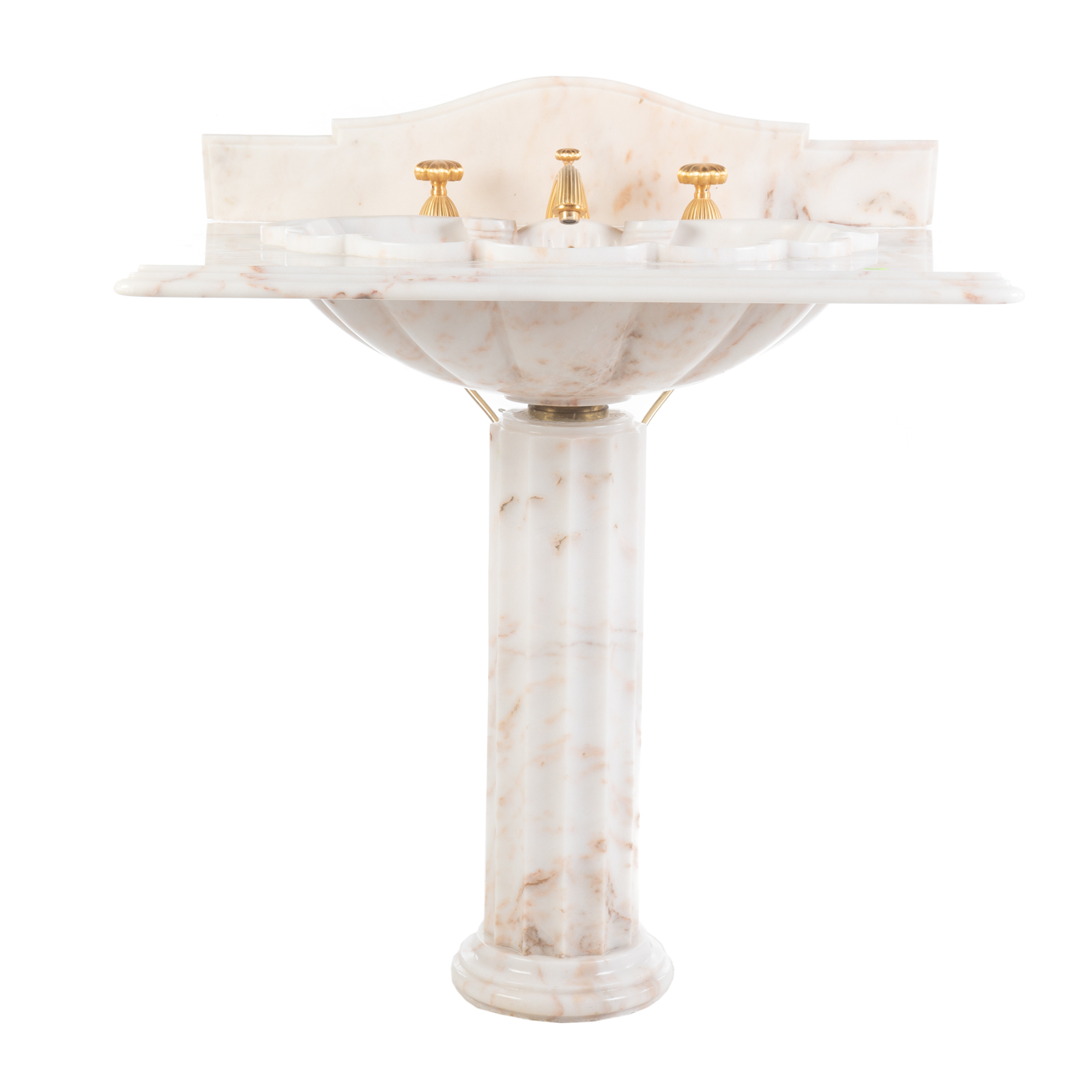 Appraisal: CONTEMPORARY MARBLE SINK Two-part sink pedestal separate from sink with