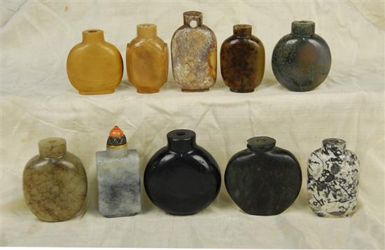 Appraisal: COLLECTION OF TEN CHINESE HARDSTONE SNUFF BOTTLES Condition only one