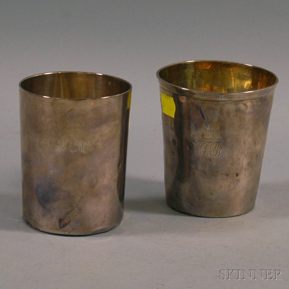 Appraisal: Two European Silver Beakers one English with marks to base