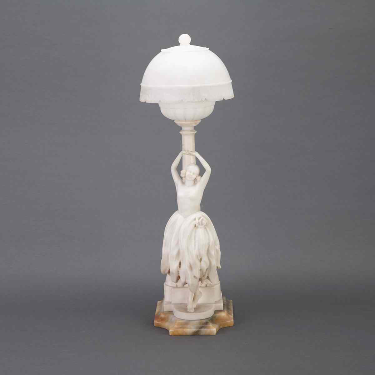 Appraisal: Italian Carved Alabaster Figural Table Lamp c modelled as a