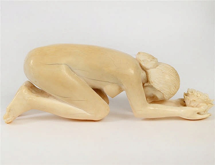 Appraisal: ART DECO IVORY FIGURE OF A FEMALE NUDE nd Quarter