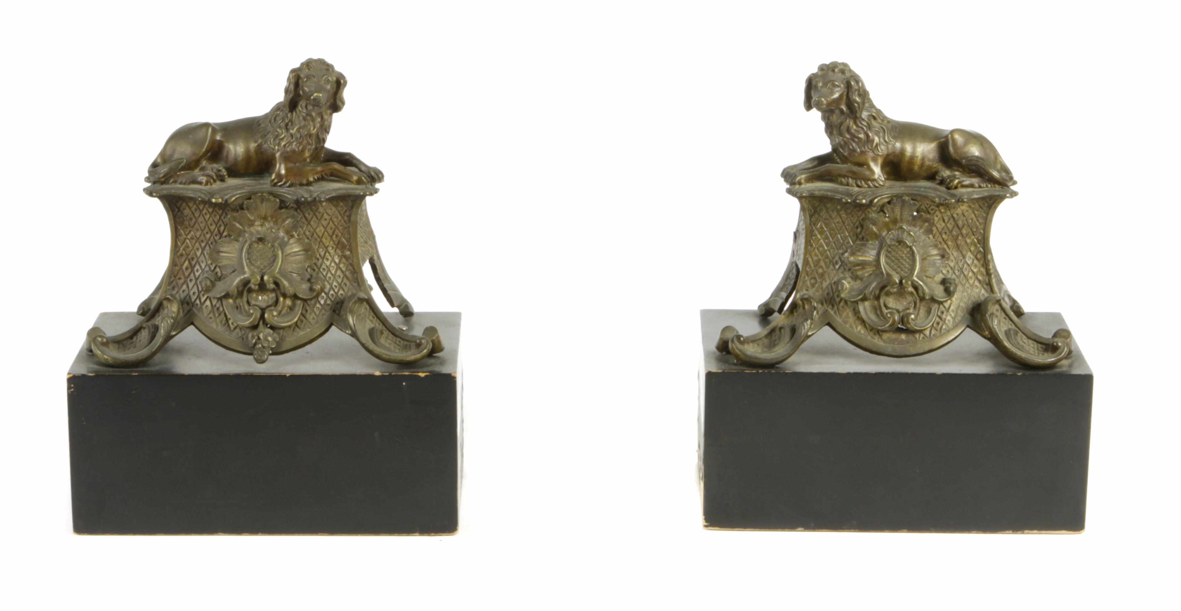 Appraisal: A pair of bronze dog form bookends late th early