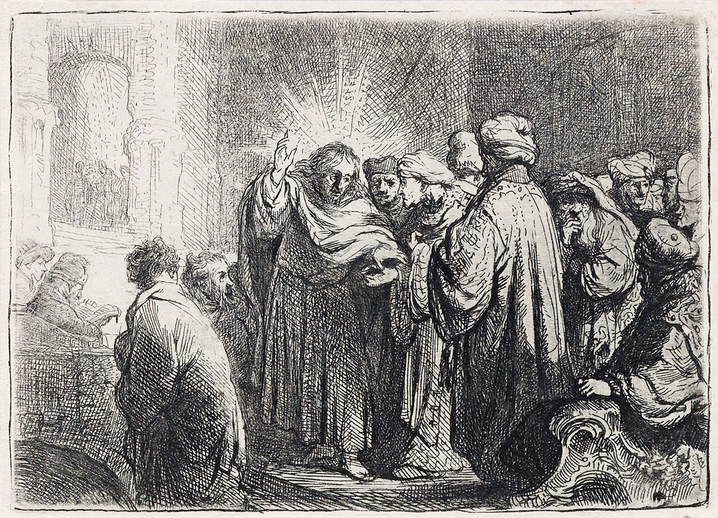 Appraisal: REMBRANDT VAN RIJN The Tribute Money Etching and drypoint circa