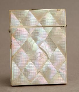 Appraisal: English Mother-of-Pearl Calling Card Case late th c one side