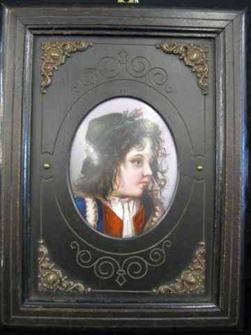 Appraisal: Painting on Porcelain Plaque of Italian Boy '' x ''