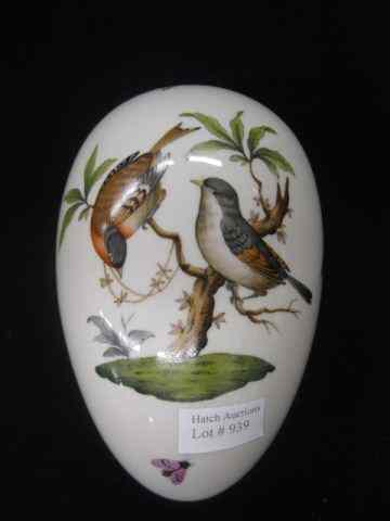 Appraisal: Herend Porcelain ''Rothschild'' Box egg shape bird insect decor ''