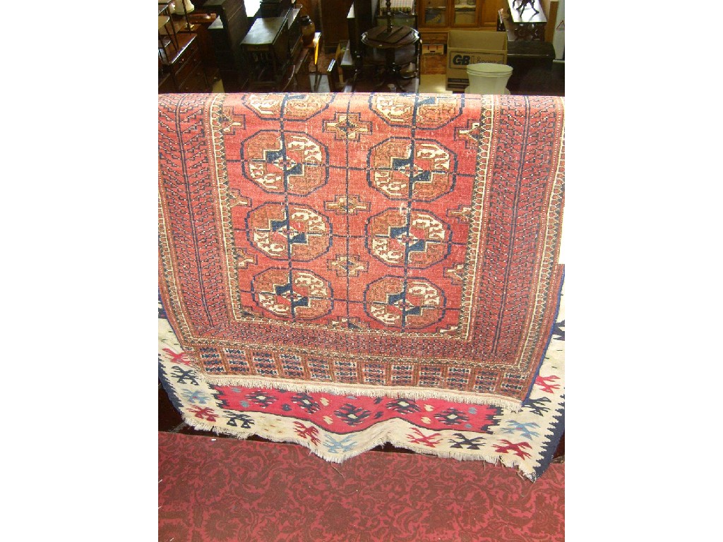 Appraisal: A Kelim with geometric detail borders and an Afghan rug