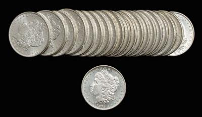 Appraisal: BU -S Morgan silver dollars all MS- in plastic tube