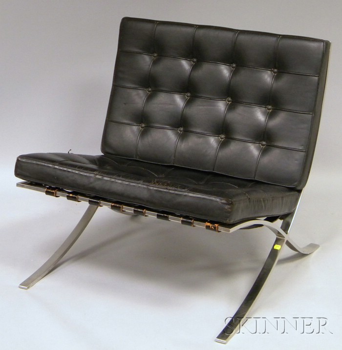 Appraisal: Mies van der Rohe Bent Steel Barcelona Chair with Black