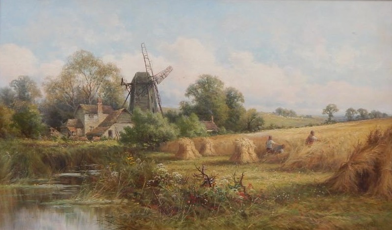 Appraisal: Henry Hillier Parker - Streatley Berkshire hand cutting hay on