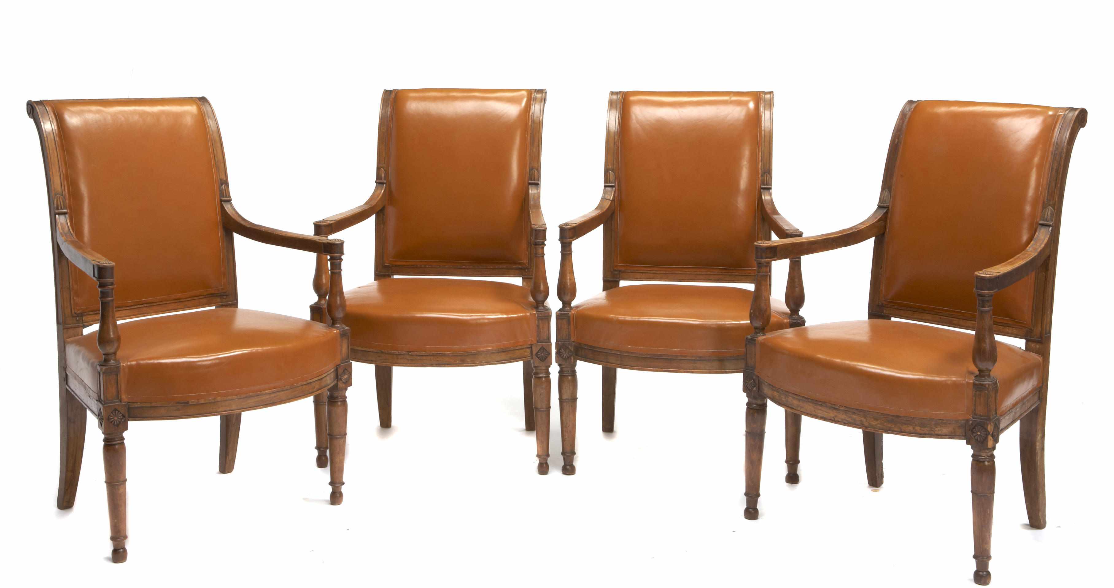 Appraisal: A set of four Louis XVI beechwood fauteuils late th