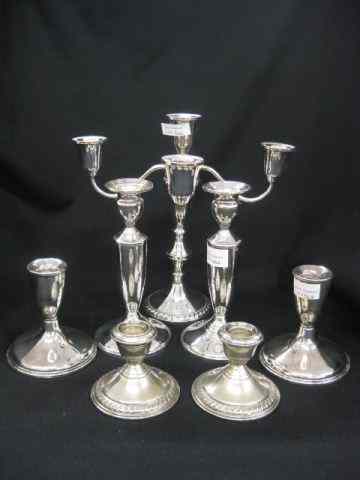 Appraisal: pc Lot of Sterling Silver Candleholders a Candelabra pair and