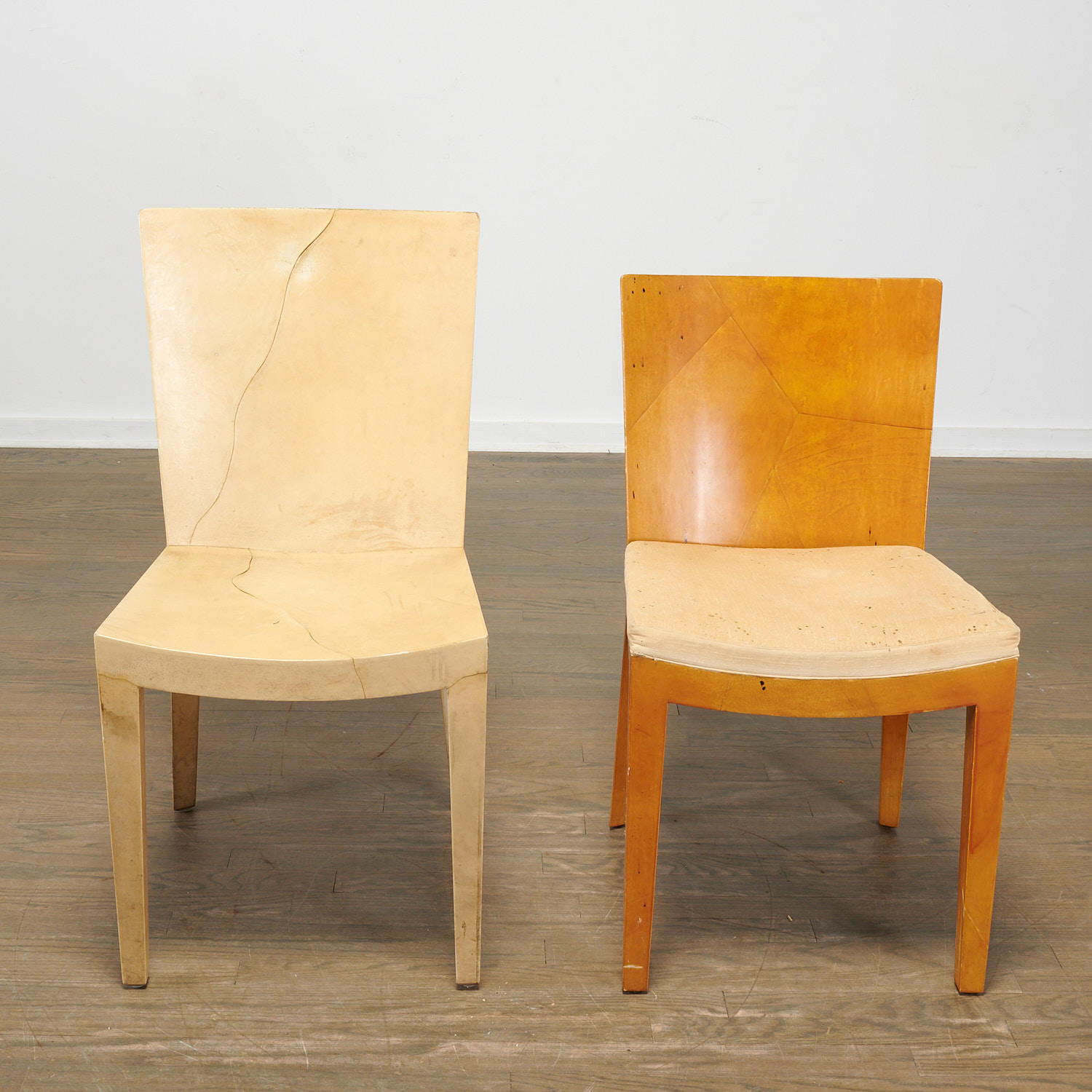 Appraisal: SIMILAR KARL SPRINGER GOATSKIN SIDE CHAIRS s s one with