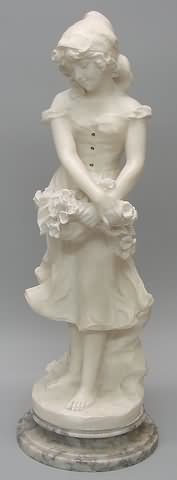 Appraisal: Barefooted holding flowers Avril inscribed on back circular plinth circular