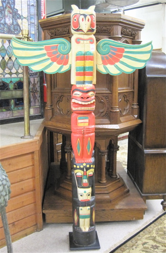 Appraisal: A CARVED AND PAINTED WOOD TOTEM POLE Northwest Coastal Indian