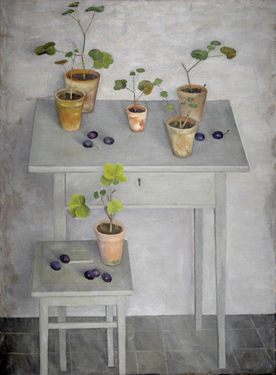 Appraisal: Albin Sattler German - STILL LIFE WITH POTTED PLANTS AND