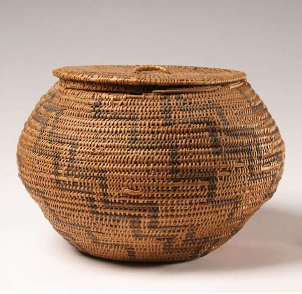 Appraisal: Native American storage basket hand woven coil construction Southwest possibly