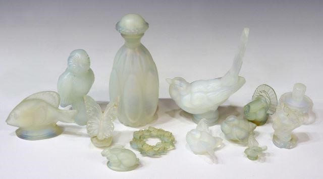 Appraisal: lot of French Sabino and other opalescent art glass cabinet