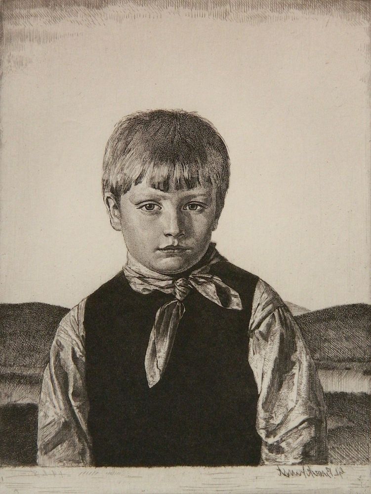 Appraisal: Gerald Brockhurst etching Gerald Brockhurst British - - ''Amberly Boy''