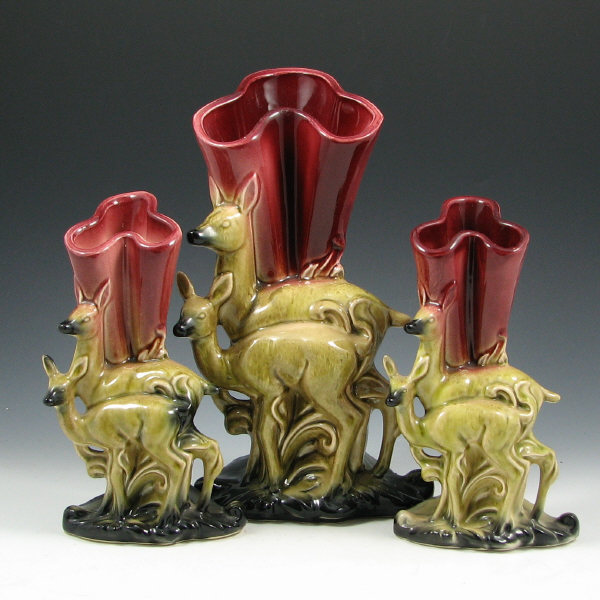 Appraisal: Hull Novelty - Deer Vases Three Hull Novelty deer vases