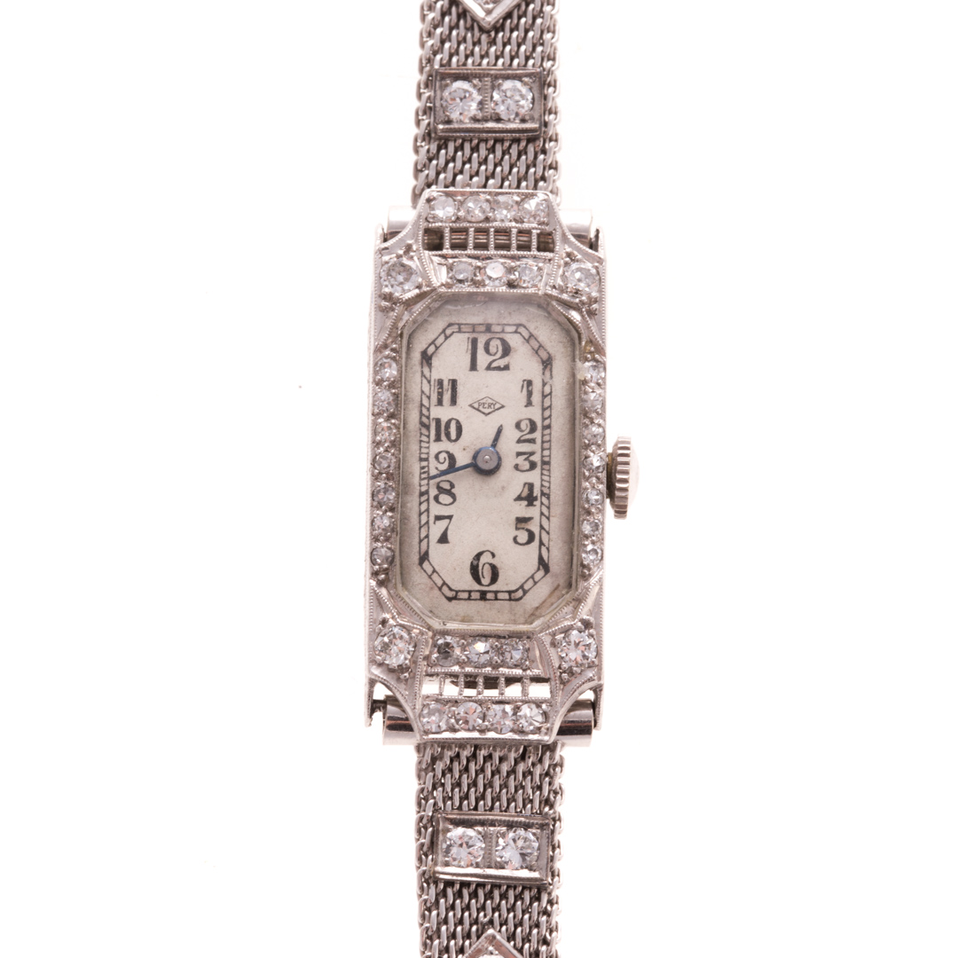 Appraisal: A Lady's Pery Diamond Cocktail Watch in Platinum Platinum wrist