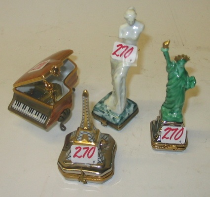 Appraisal: A COLLECTION OF FOUR FRENCH LIMOGES PORCELAIN BOXES One is