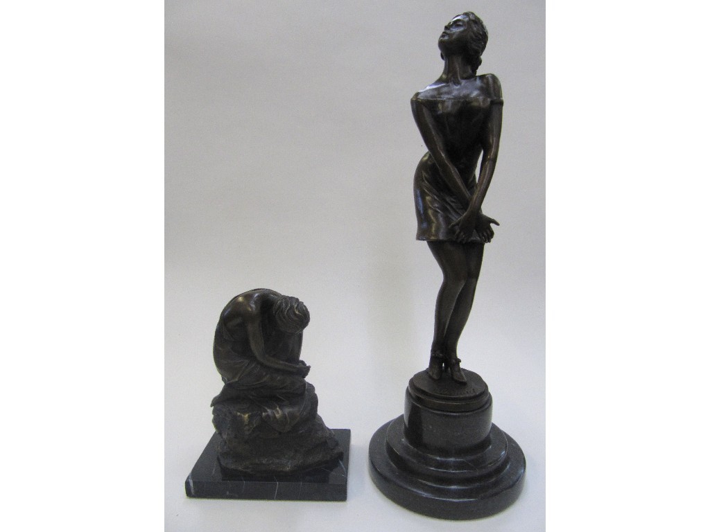 Appraisal: Two modern bronze figures of females to include one after