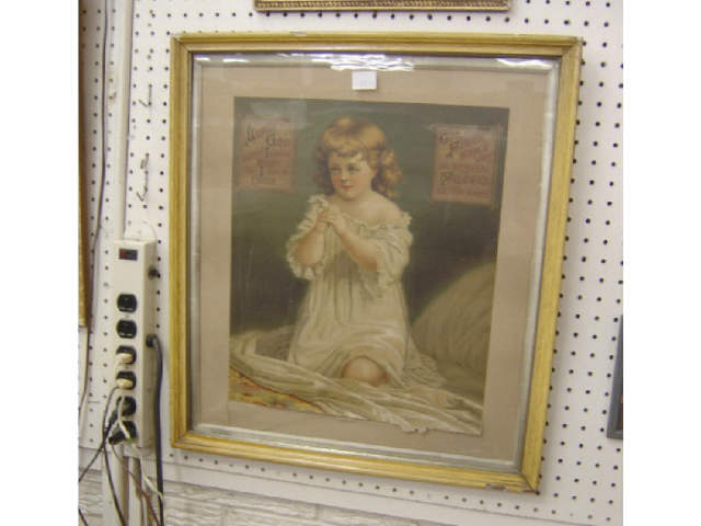 Appraisal: FRAMED PRINT - CHILD PRAYING