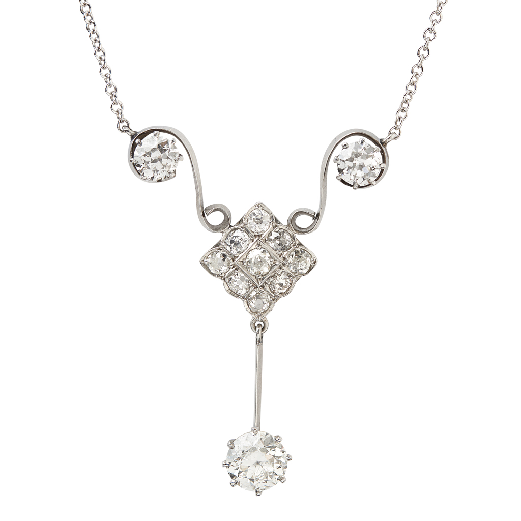 Appraisal: A diamond set pendant necklacethe two round cut diamonds on