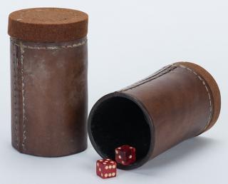 Appraisal: Pair of Leather Butterfly Dice Cups American maker unknown ca