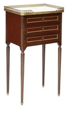 Appraisal: French Louis XVI style mahogany nightstand th c pierced brass