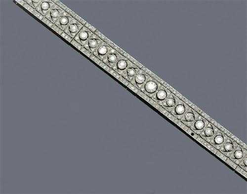 Appraisal: DIAMOND BRACELET Vienna ca Platinum Elegant Art D co bracelet