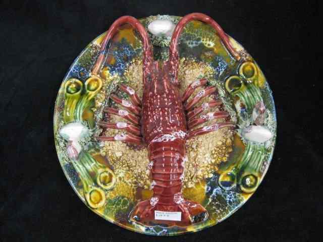 Appraisal: Portugese Paisleyware Pottery Wall Platewith figural lobster shell decor ''