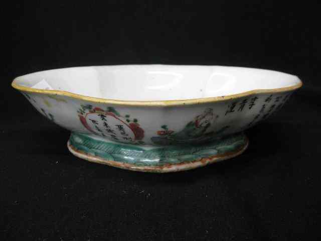 Appraisal: Chinese Porcelain Dish handpainted floral slight enamel loss signed