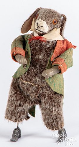 Appraisal: GERMAN WIND-UP MOHAIR WALKING RABBITGerman wind-up mohair walking rabbit dressed