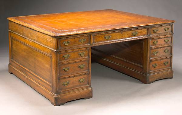 Appraisal: A large Victorian mahogany pedestal partner's desk late th century