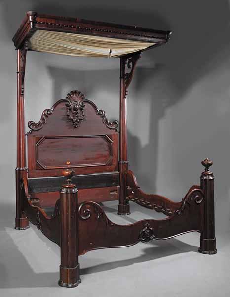 Appraisal: An American Rococo Mahogany Half Tester Bed mid- th c