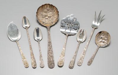 Appraisal: Repousse sterling flatware pieces Kirk Stieff Schofield no monograms oz