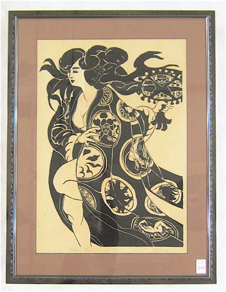 Appraisal: JACK McLARTY WOODCUT Seattle Portland Oregon - Titled Emerging Woman