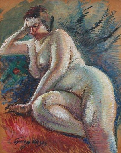 Appraisal: KASAS Ernest Hungarian - Female Nude OIL Board '' x