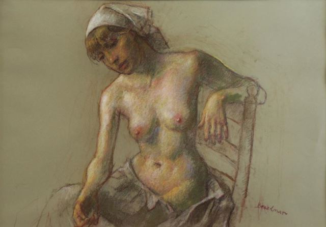 Appraisal: BRACKMAN Robert Pastel on Paper Seated Nude Signed lower right