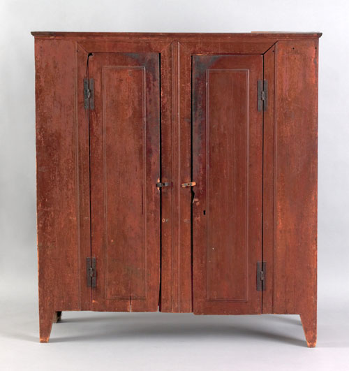 Appraisal: New York or New Jersey sycamore wall cupboard th c