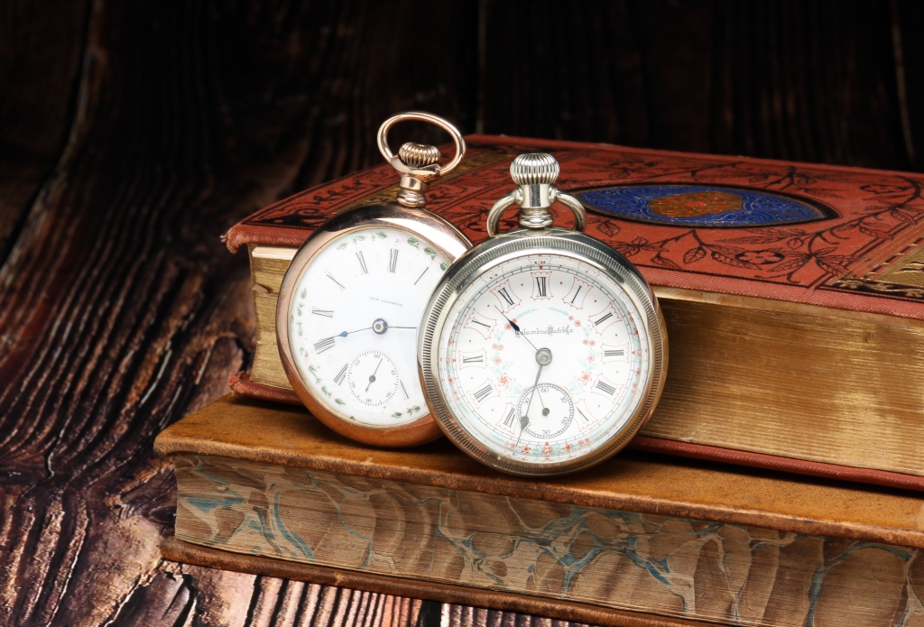 Appraisal: TWO COLUMBUS WATCH CO FANCY DIAL POCKET WATCHES American Two