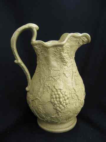 Appraisal: English Salt Glaze Pitcher bas-relief elaborate wine harvest scene yellow