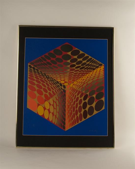 Appraisal: Victor Vasarely - Yellow Die Serigraph Numbered and pencil signed