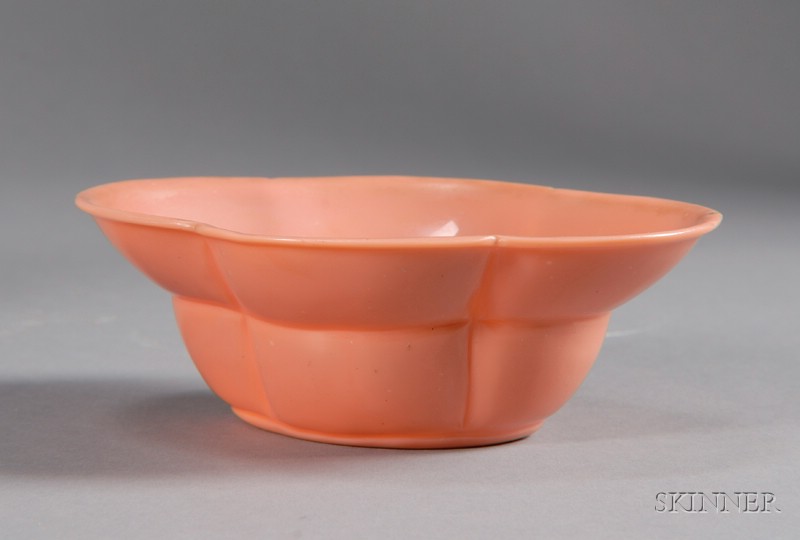 Appraisal: Peking Glass Bowl th century lobated form in coral pink