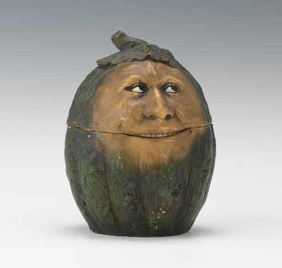 Appraisal: A Johann Maresch Character Melon-Head Tobacco Jar Ceramic with glazes