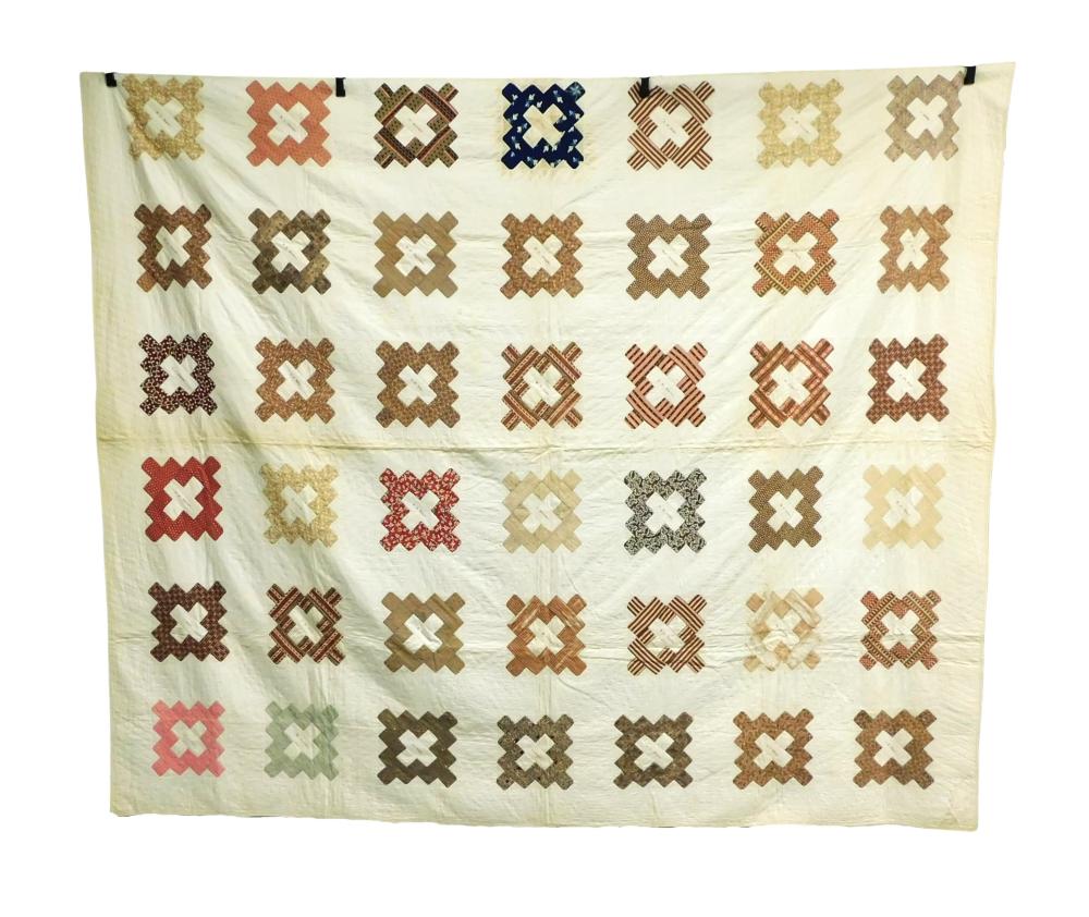 Appraisal: TEXTILES Friendship quilt c 's with embroidered names in chimney