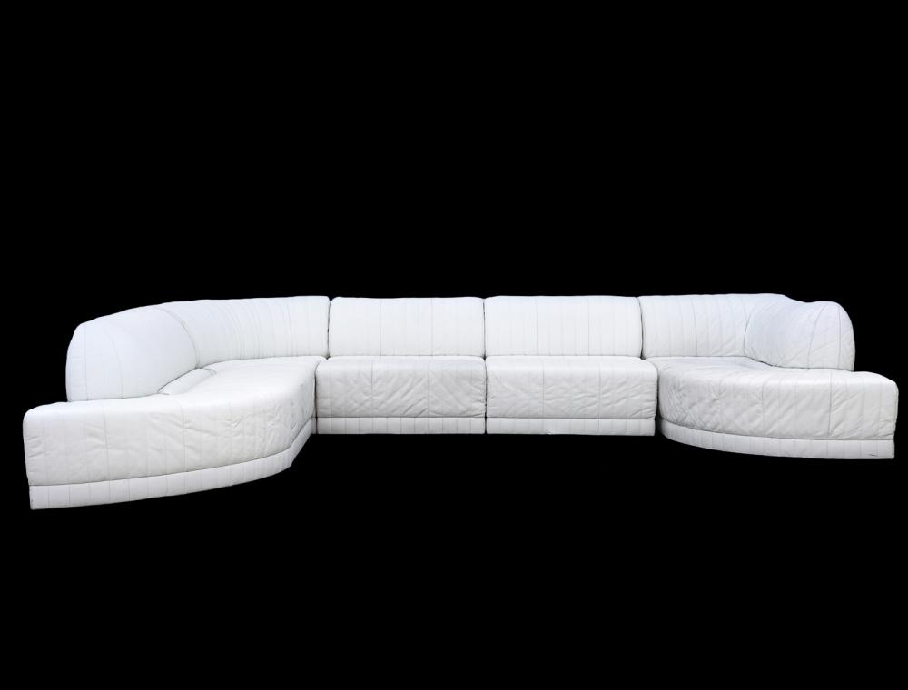 Appraisal: VINTAGE WHITE LEATHER ROCHE BOBOIS SECTIONAL SOFAVintage Roche Bobois white